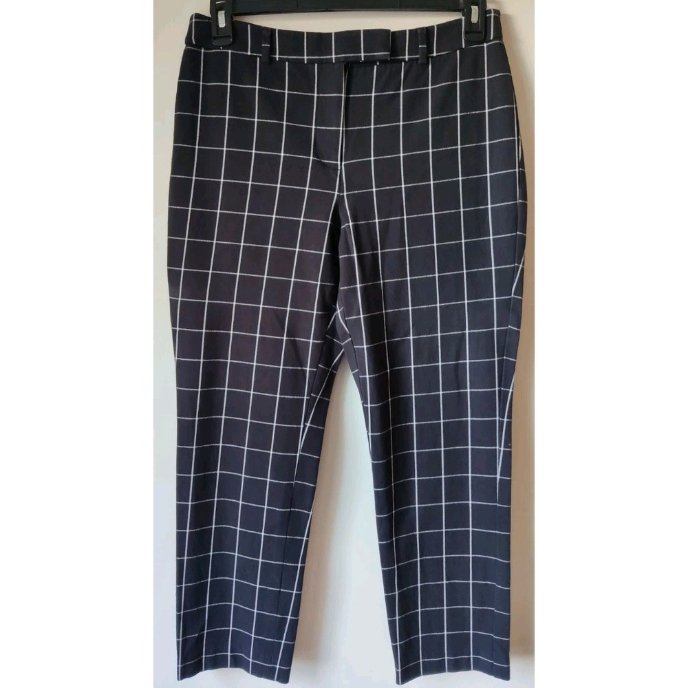 Talbot's Women's High-Waist Straight Pant‎ Grid Pattern Size 8 Black/White